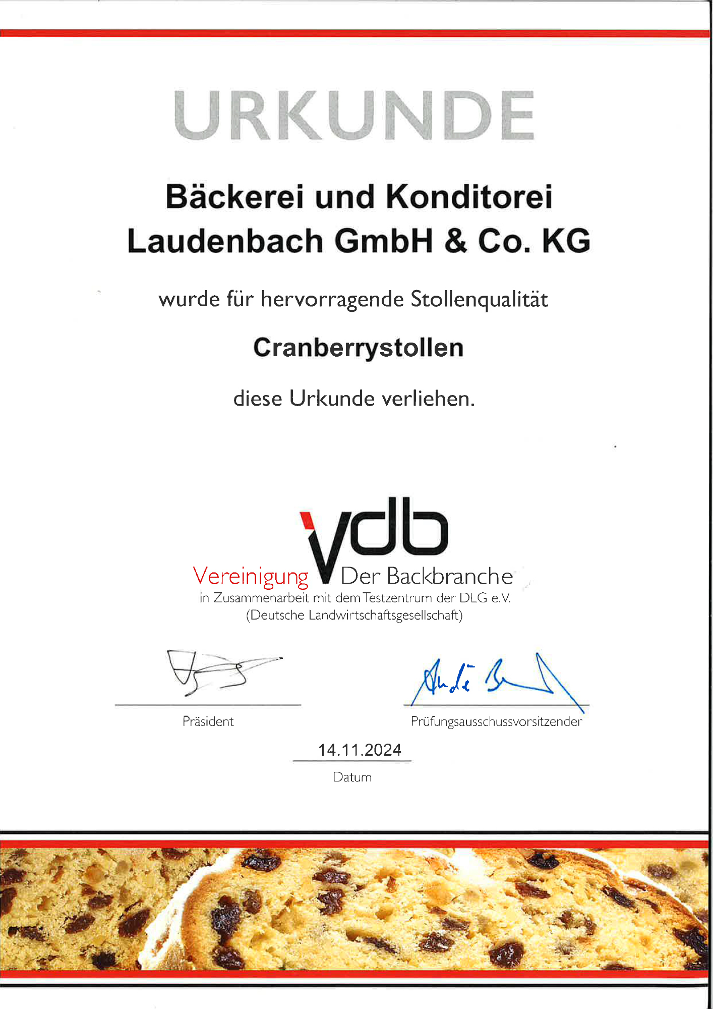 Original Thüringer Cranberry-Nuss-Stollen, mit Walnüssen und Cranberries