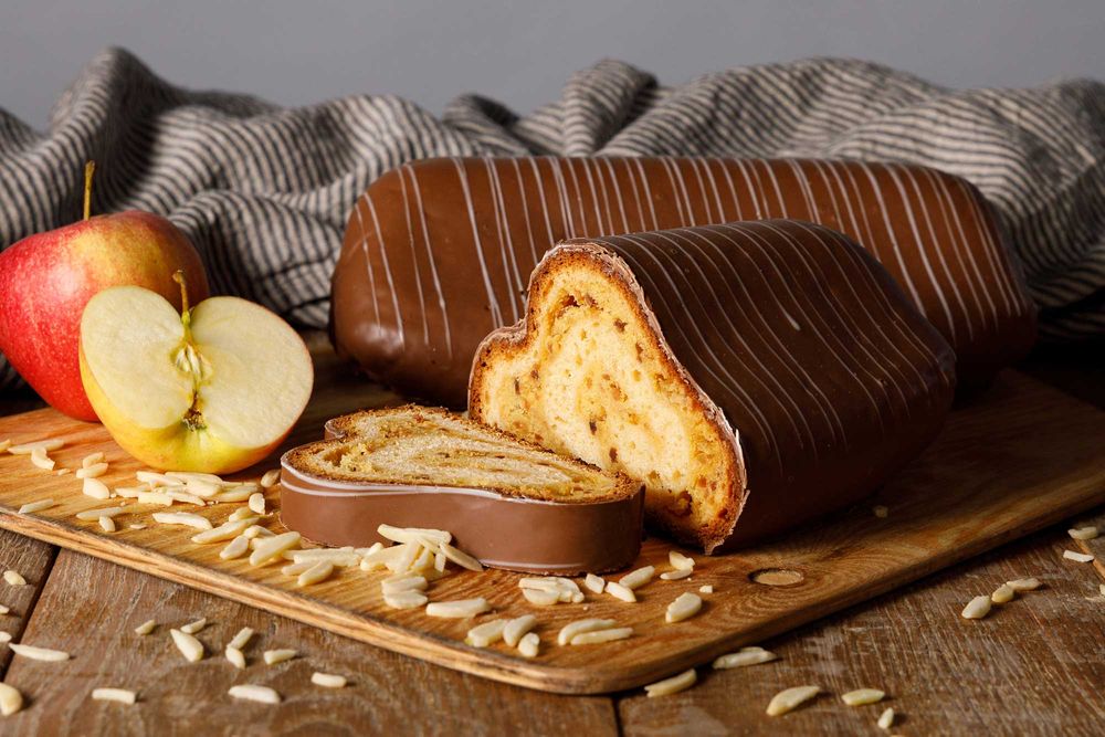 Bratapfelstollen, ohne Rosinen mit Nuss-Nougat